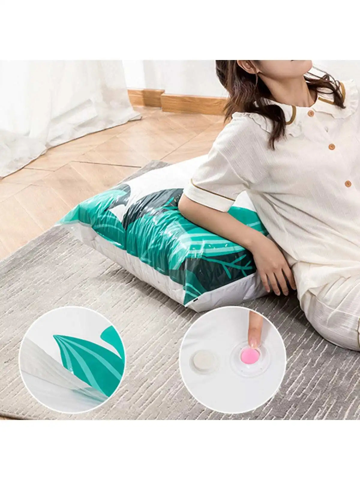 1PC-Reusable Vacuum Storage Bag Travel Clothes Blankets Comforters Compression Space Saving and Special
