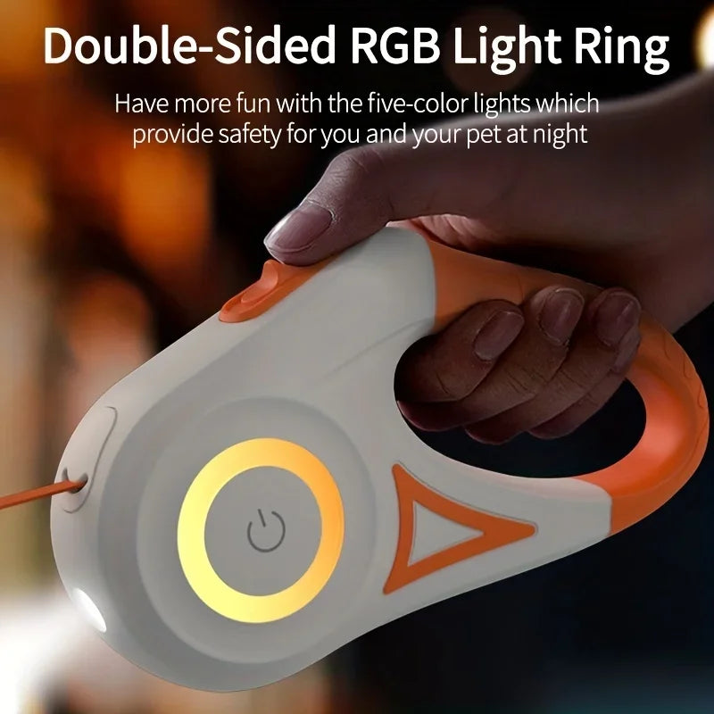 ROJECO 5M/16FT Automatic Retractable Dog Leash With LED Flash Light Outdoor Pet Walking Running Lead