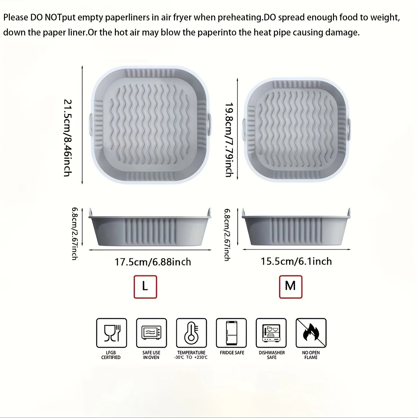 1pc Air Fryer Lined Pan, Air Fryer Basket Bowl, Replacement Parts, Reusable Baking Pan Oven Accessories