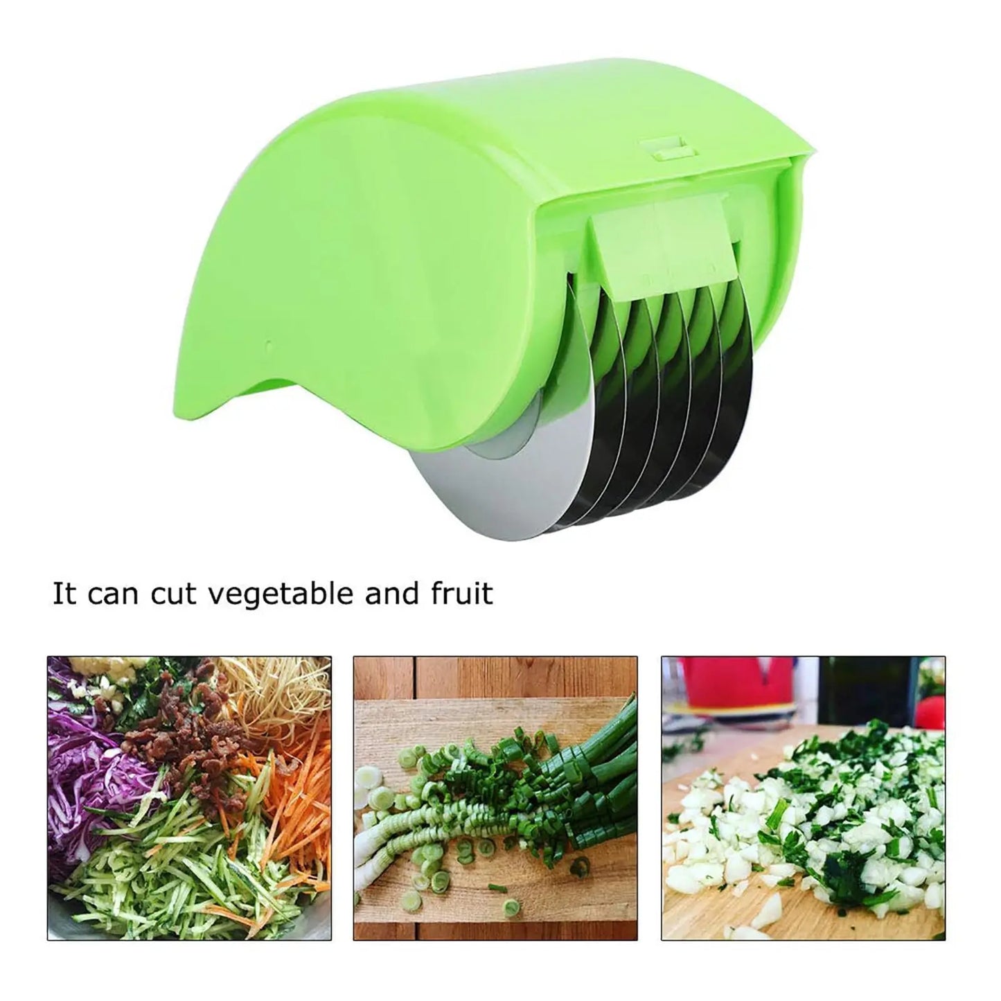 Parsley Chopper Roller Manual Scallion Cutter with 6 Stainless Steel Blade Detachable Herb Roller Mincer Vegetable Chopper Tools