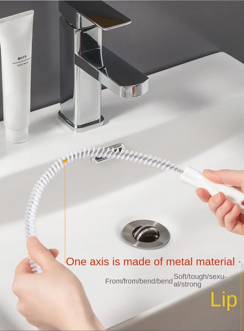 Pipe Dredging Brush Long Clean Kitchen Bathroom Hair Sewer Sink Cleaning Drain Pipe Flexible Cleaner Clog Plug Hole Remover Tool
