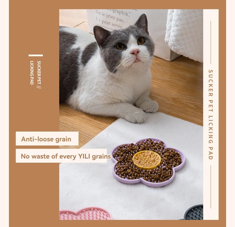 Pet Supplies Cat Licking Pad Pentagram Sun Flower Shape Silicone Dog Licking Plate Cute Pet slow licking mat dog bowl cat bowl