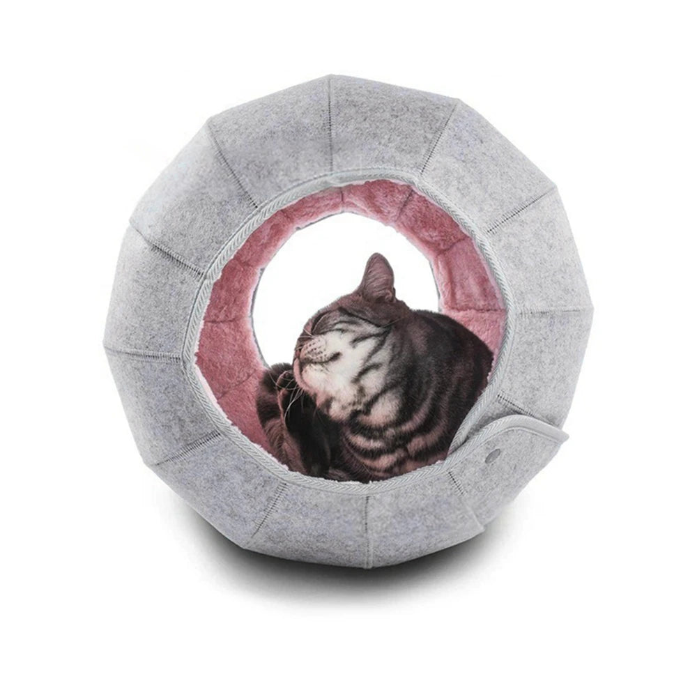 1pcs Pet Spherical Foldable Multiplayability Cat Toy Bed Interactive Cat Tunnel Toy Dual-Use Indoor Toy Cat House Kitten Mat