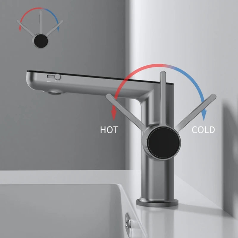 Temperature Digital Display LED Basin Faucet 2 Modes Multi-function Hot Cold Water Sink Mixer Wash Tap For Bathroom