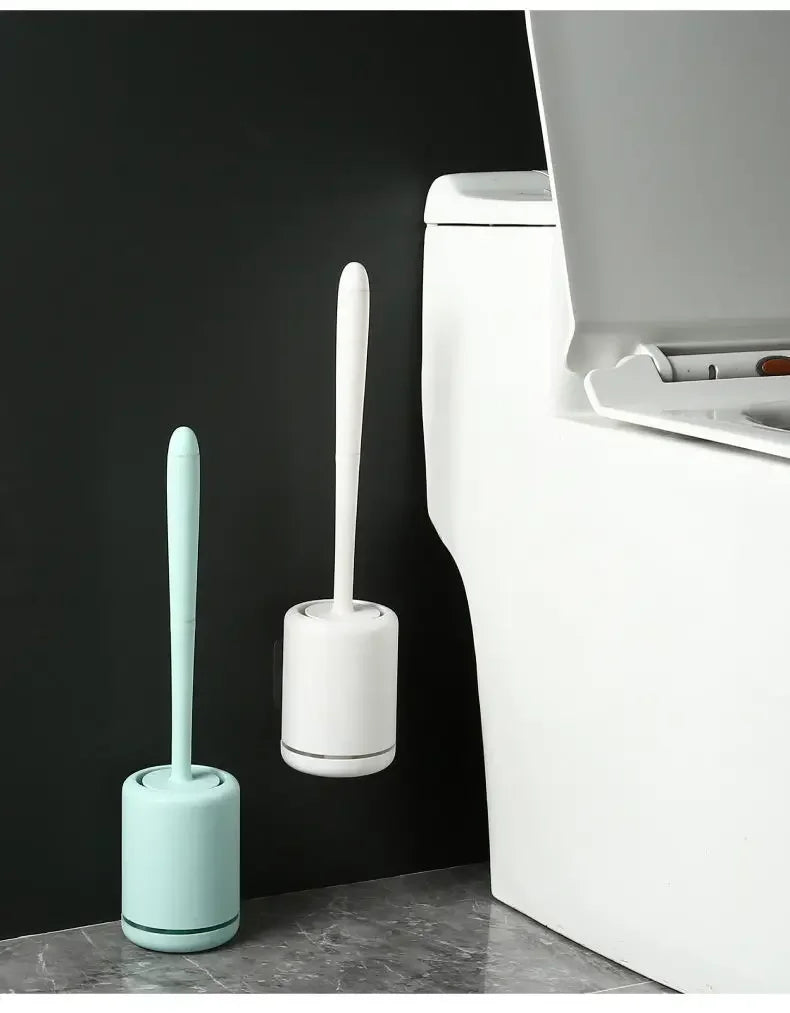 Hanging Silicone Toilet Brush Cleaner with Long Handle Flexible Cleaner Bathroom Brush Quick Drying Holder Bathroom Accessories