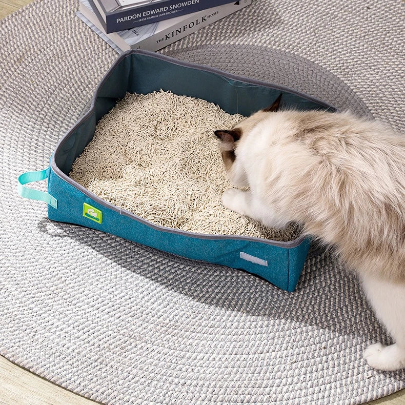 Semi Enclosed Cat Litter Box, Foldable, Portable, Waterproof, Oxford Cloth, Open Cat Toilet Cat Litter Box Pet Supplies & Pet