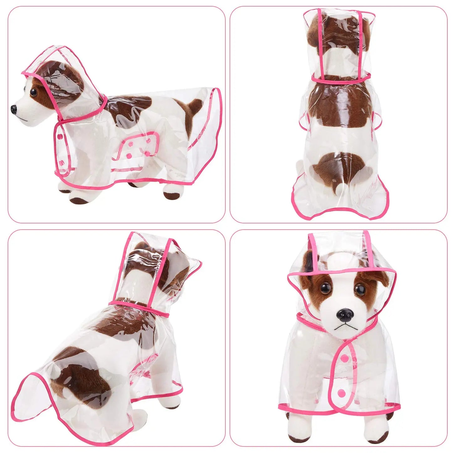 Dog Raincoat Pet Dog Puppy Transparent Rainwear Raincoat Hooded Waterproof Clearjacket Plastic Puppy Rain Poncho Outdoor