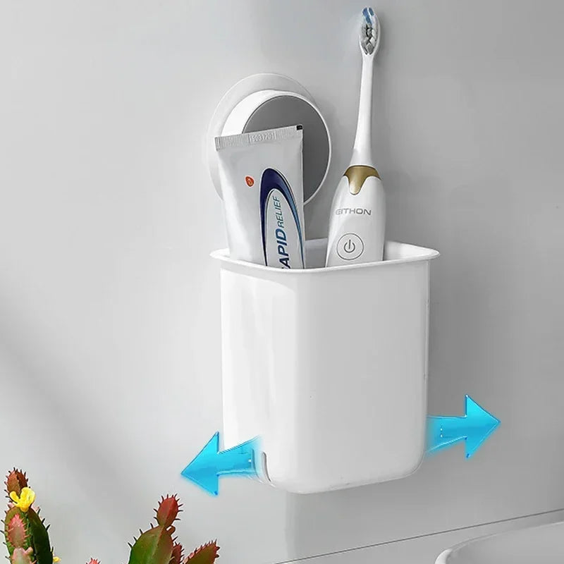 Toothbrush Wall Mounted Holder Toothpaste Mouth Cup Waterproof Holder Drill-FreeBathroom Storage Shelf Portable Rack Organize