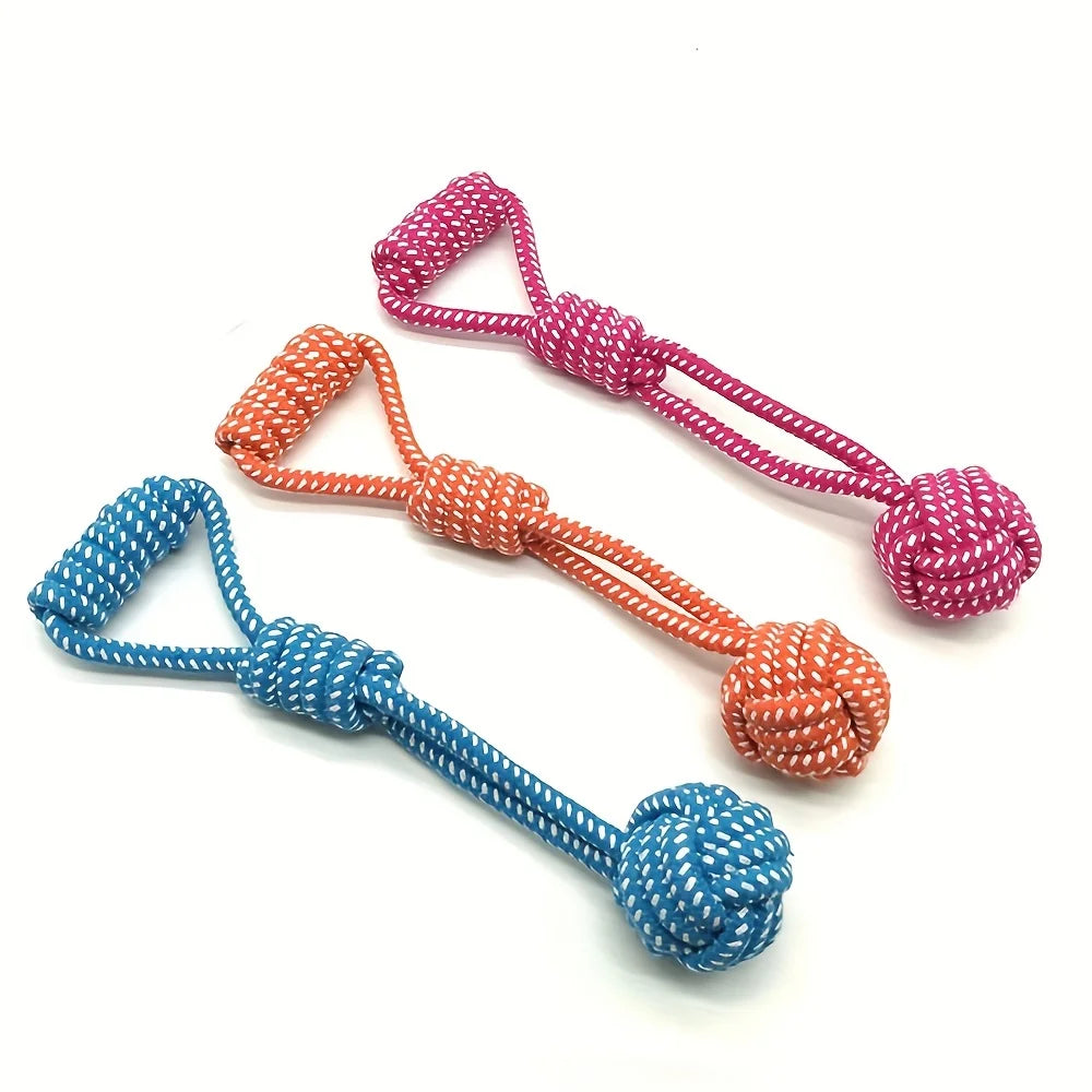 1pcs Dog Cotton Rope Toy Molar Bite Resistant Braided Rope Knot Toy Medium Large Hand Pull Toy Pet Random Color