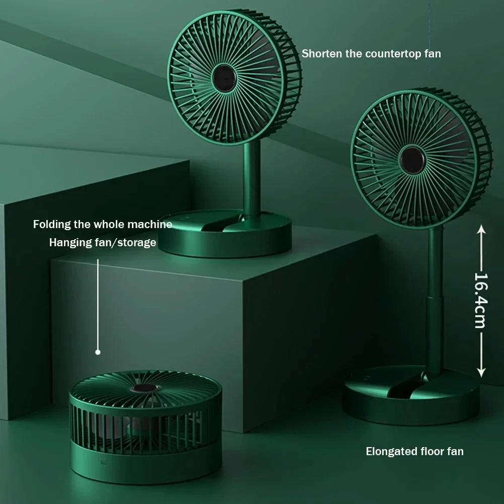 Electric Stand Fan USB / 3 Speeds Folding Portable Telescopic Floor Adjustable Height Mini Fan for Bedroom Indoor