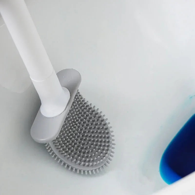 Flexible Silicone Toilet Brush Breathable Leakproof Toilet Bowl Cleaner Brush with Quick Drying Holder WallMounted Kit Bathroom