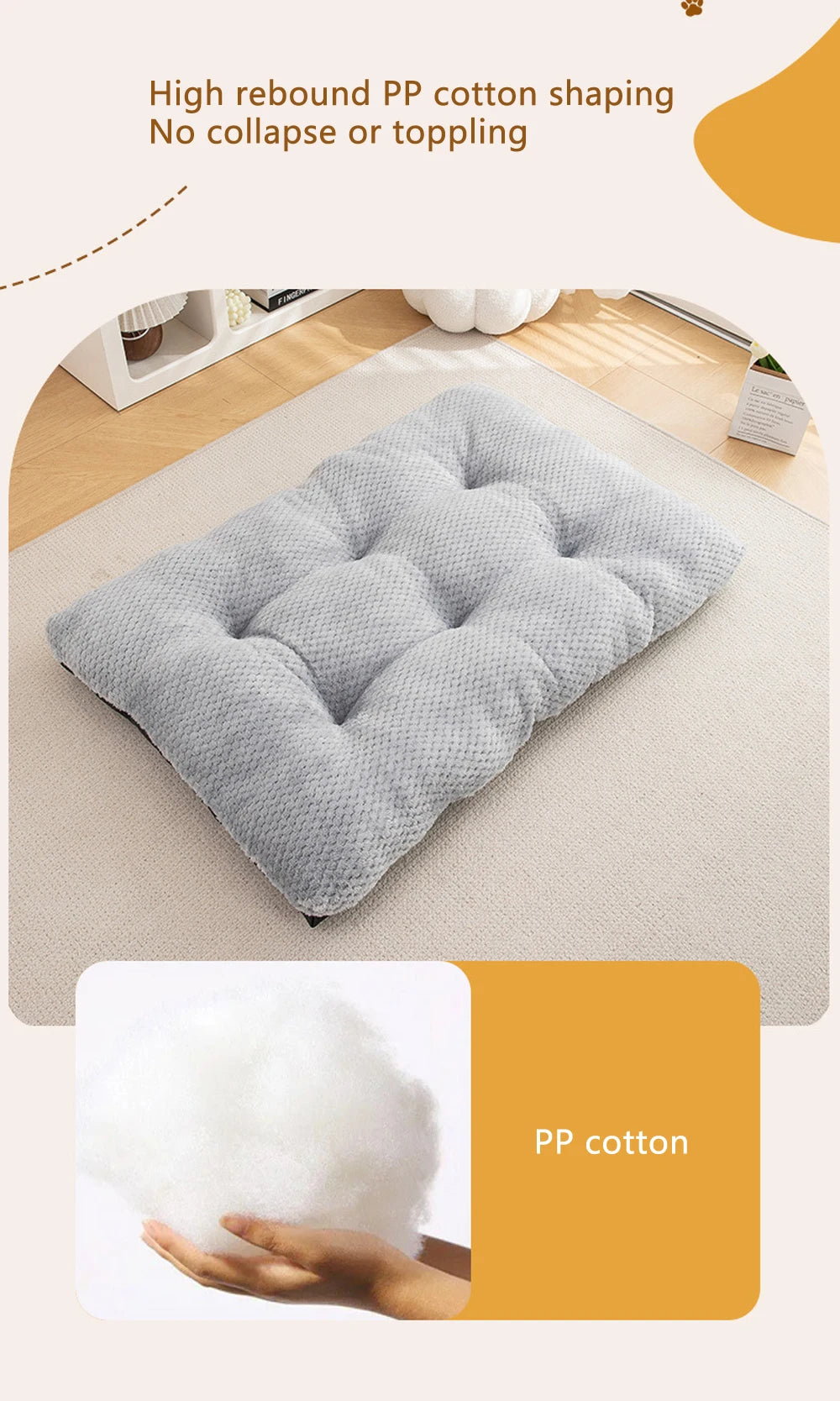 Dog Bed Pet Mat Pet Bed Washable Plush Pet Crate Bed For Dog Anti-Slip Pet Mat Bed For Cat Fluffy Comfy Pet Sleeping Mat