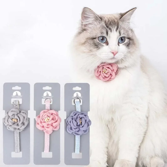 1Pc Cat Collar with Cute Flower Adjustable Buckle Cat Collar Bell Collar Cat Small Pet Supplies Kitten Collar Small Dog Acce