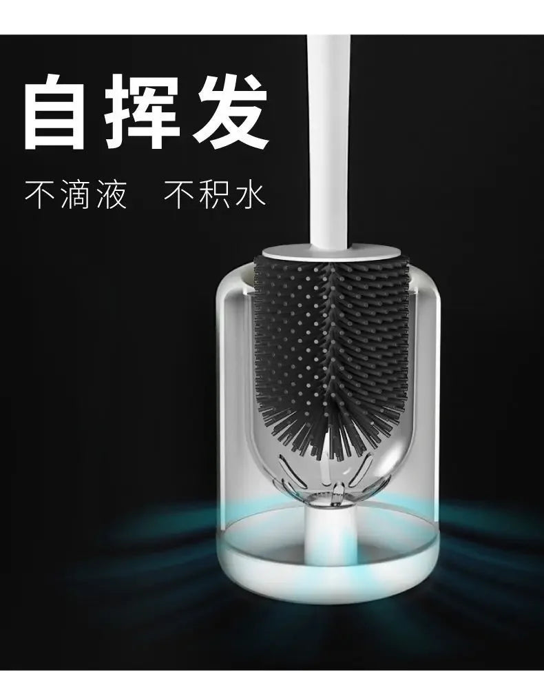 Hanging Silicone Toilet Brush Cleaner with Long Handle Flexible Cleaner Bathroom Brush Quick Drying Holder Bathroom Accessories