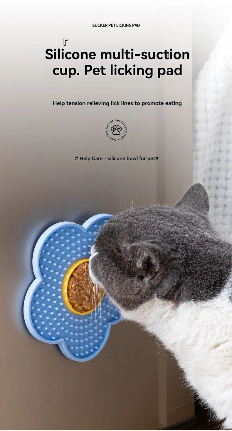 Pet Supplies Cat Licking Pad Pentagram Sun Flower Shape Silicone Dog Licking Plate Cute Pet slow licking mat dog bowl cat bowl
