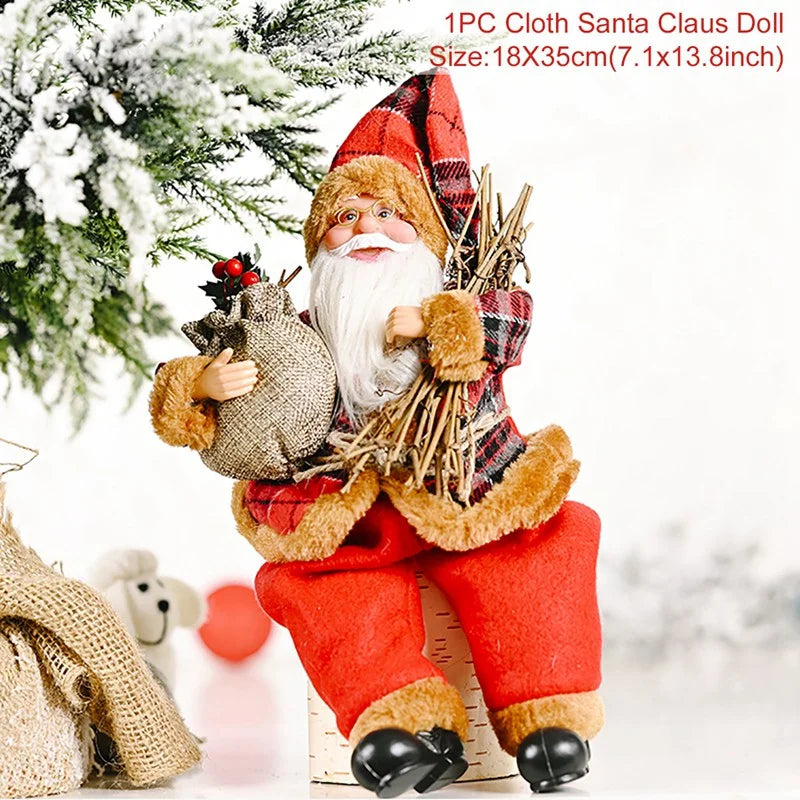 Standing Santa Doll Cute Doll Christmas Decoration 2024 Statue Festive Party Tabletop Cabinet Decoration Supplies Accessories
