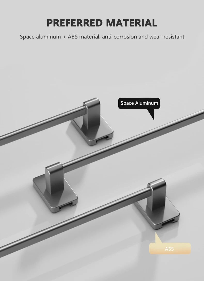 Non perforated suction cup wall mounted towel rack, bathroom storage rack, bathroom horizontal bar towel rack