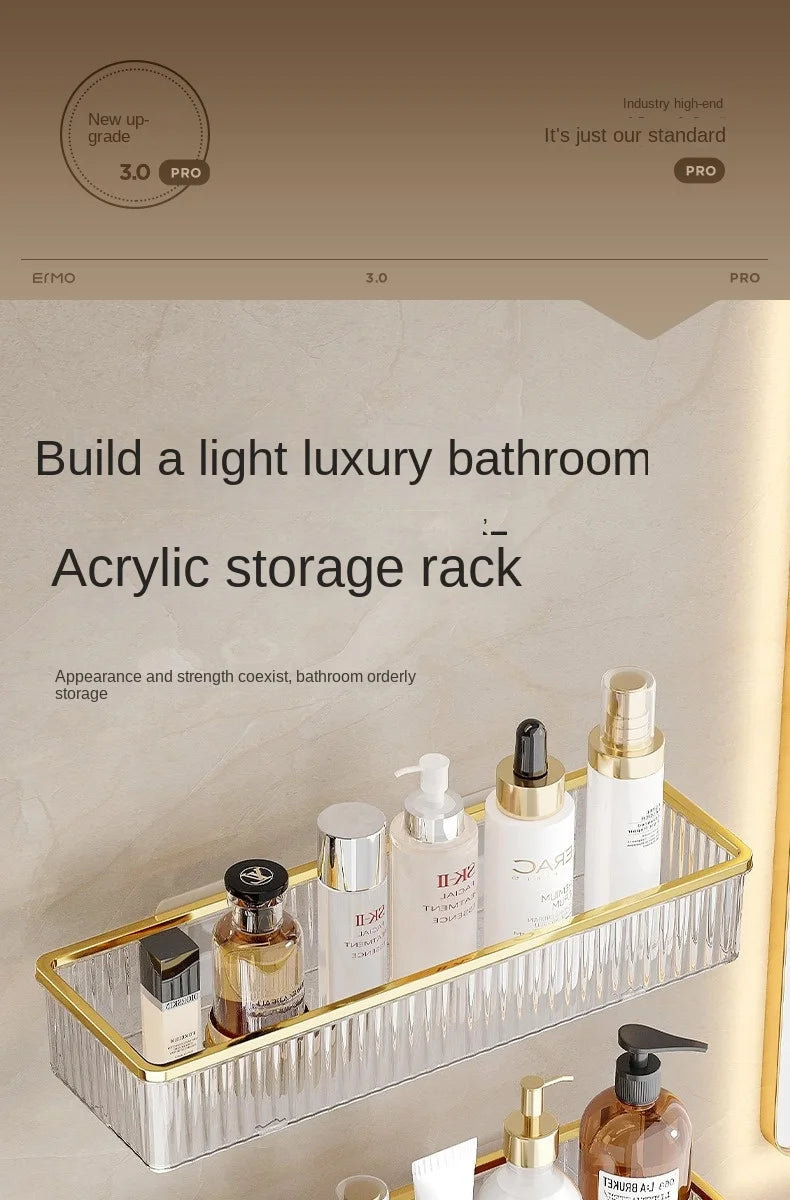 Household Bathroom Shelves Without Drilling Makeup Organizer Acryl Corner Shelf Items Bathroom Storage Rack Shampoo Holder