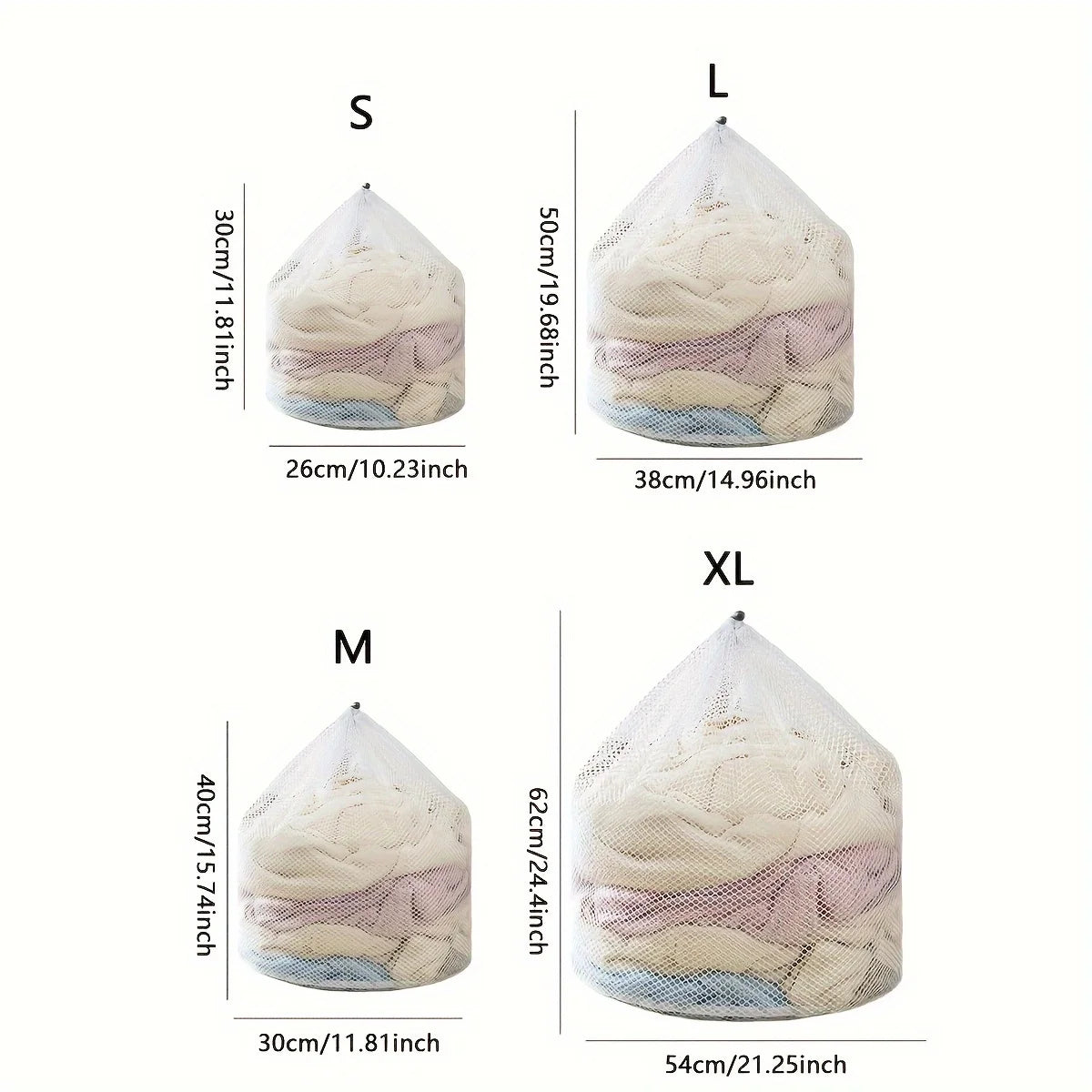 1pc/3pcs Drawstring Laundry Bag Coarse Net Washing Bags Dirty Clothes Organizer Pouch 4Pcs Set Laundry Bag For Washing Machine H