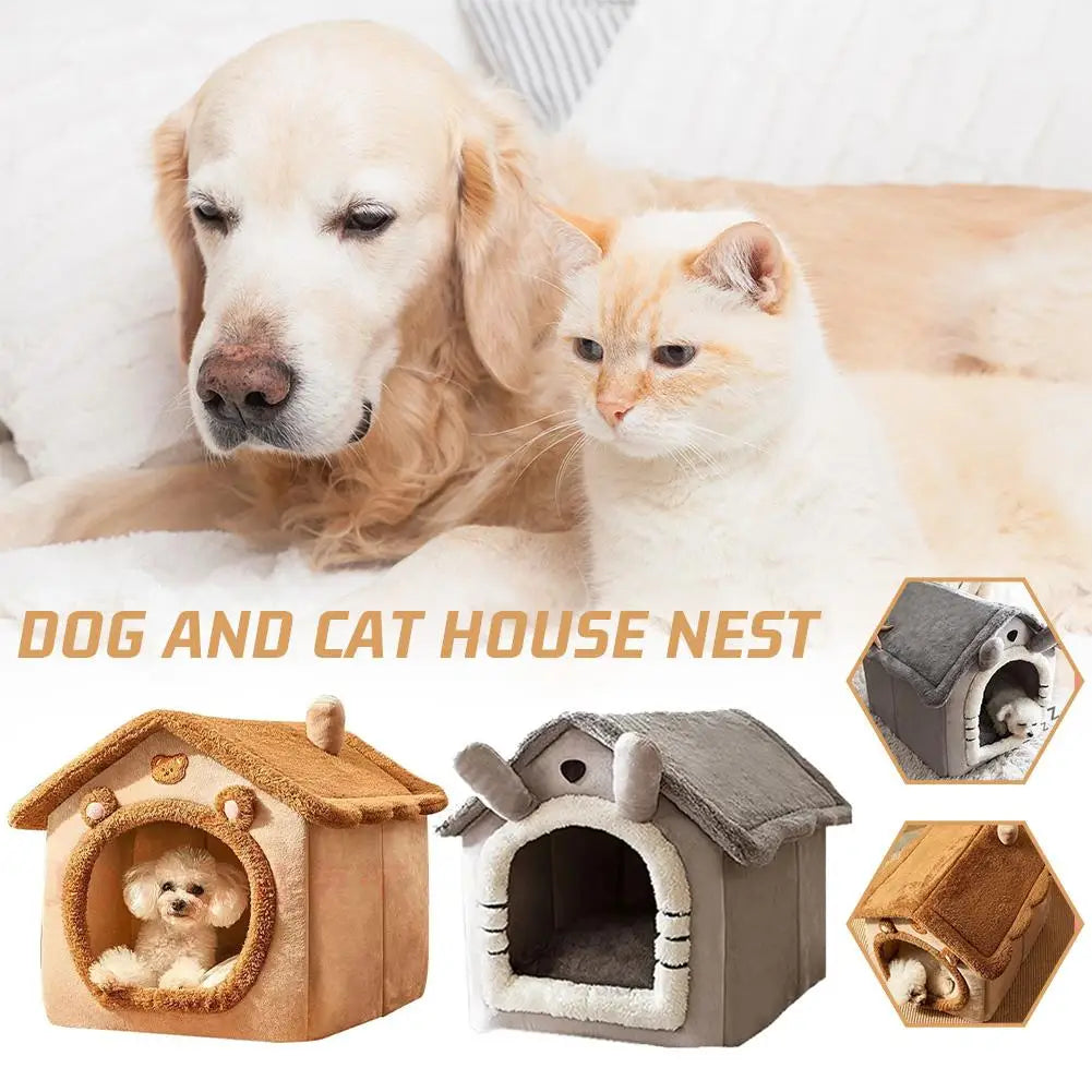 Cat Bed House Winter Sleeping Cave Collapsible Removable Washable Pet House Puppy Cave For Small Dogs And Cats Pet Supplies