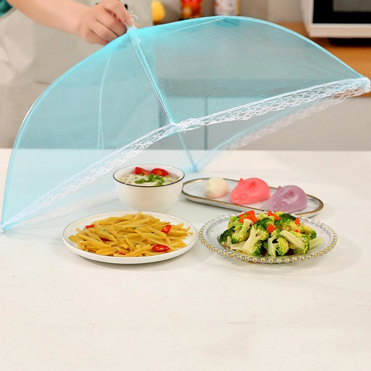 1PC-Food Covers Mesh Foldable Kitchen Anti Fly Mosquito Tent Dome Net Umbrella Picnic Protect Dish Cover Kitchen Accessories