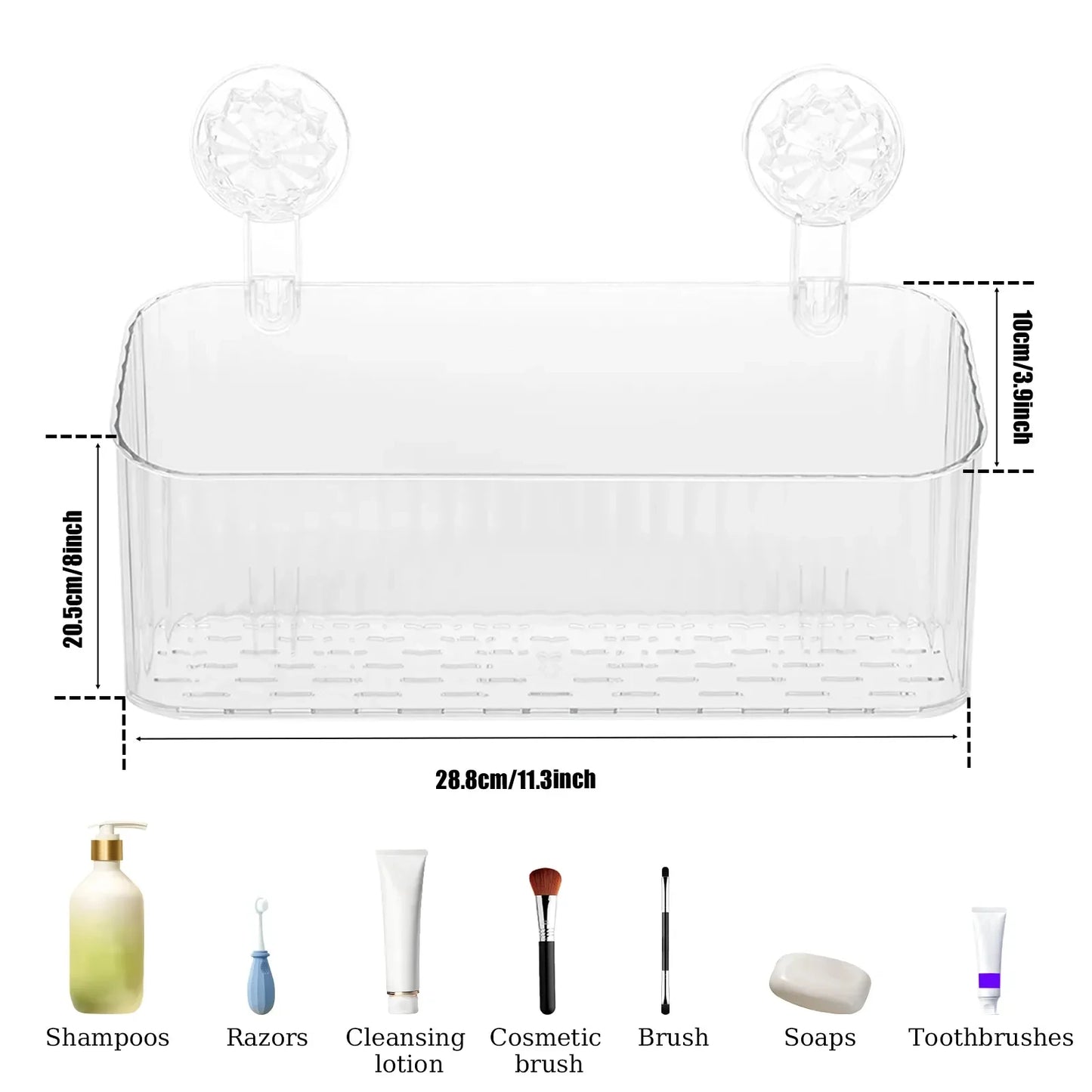 Bathroom Suction Cups Shower Shelves Wall Mounted Storage Rack Draining Basket Holder Punch-Free Organizer Bathroom Accessories