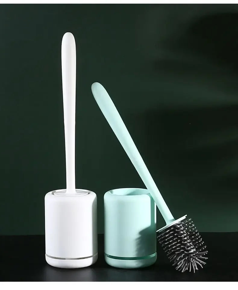 Hanging Silicone Toilet Brush Cleaner with Long Handle Flexible Cleaner Bathroom Brush Quick Drying Holder Bathroom Accessories