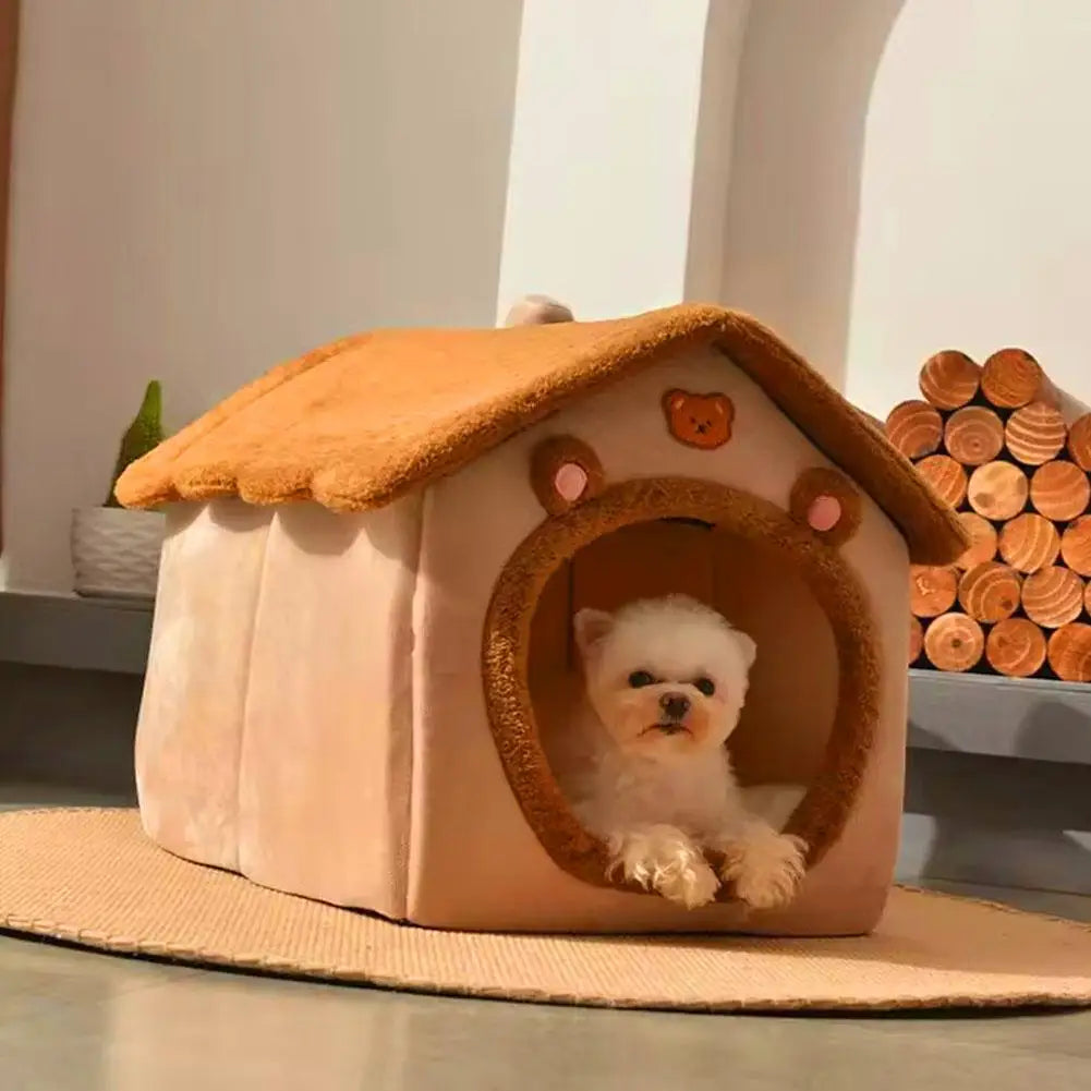 Cat Bed House Winter Sleeping Cave Collapsible Removable Washable Pet House Puppy Cave For Small Dogs And Cats Pet Supplies