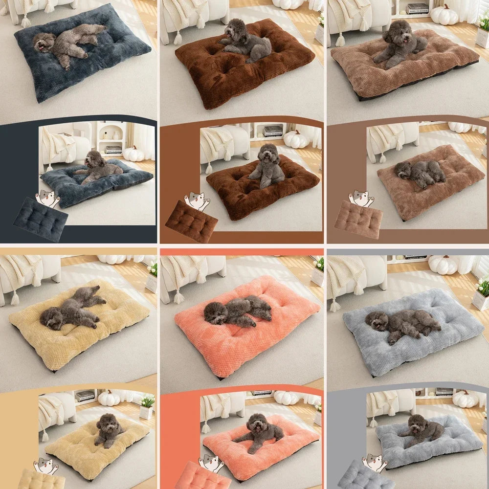 Dog Bed Pet Mat Pet Bed Washable Plush Pet Crate Bed For Dog Anti-Slip Pet Mat Bed For Cat Fluffy Comfy Pet Sleeping Mat