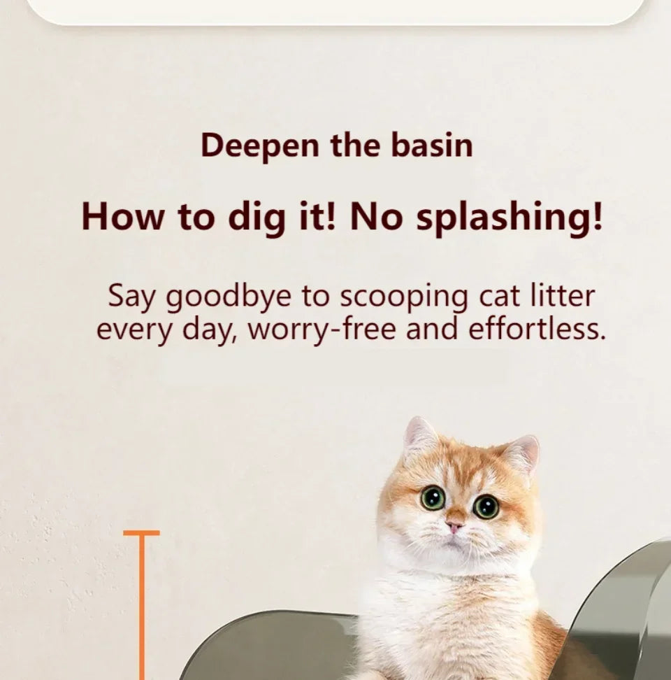 Cat Litter Box Thickening Cat Sandbox High Side Semi-enclosed Splashproof Cats Tray Toilet Cleaning Basin Supplies with Scoop
