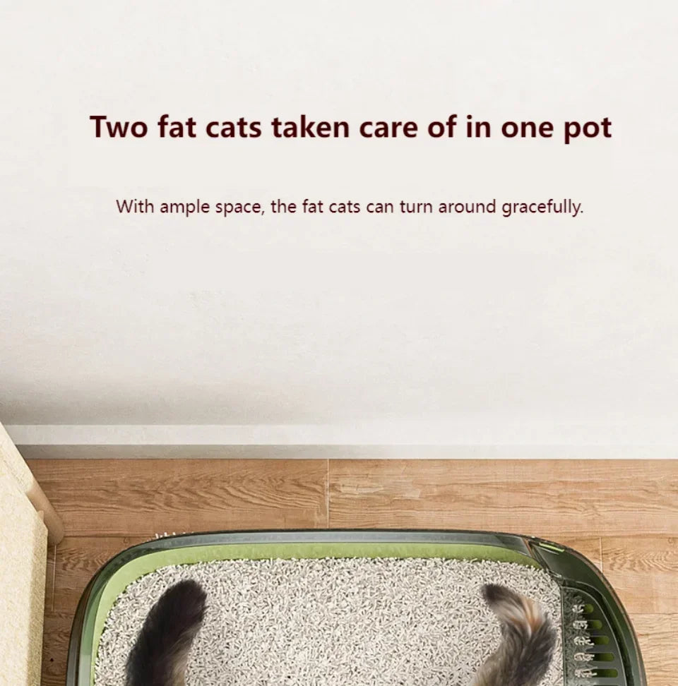 Cat Litter Box Thickening Cat Sandbox High Side Semi-enclosed Splashproof Cats Tray Toilet Cleaning Basin Supplies with Scoop