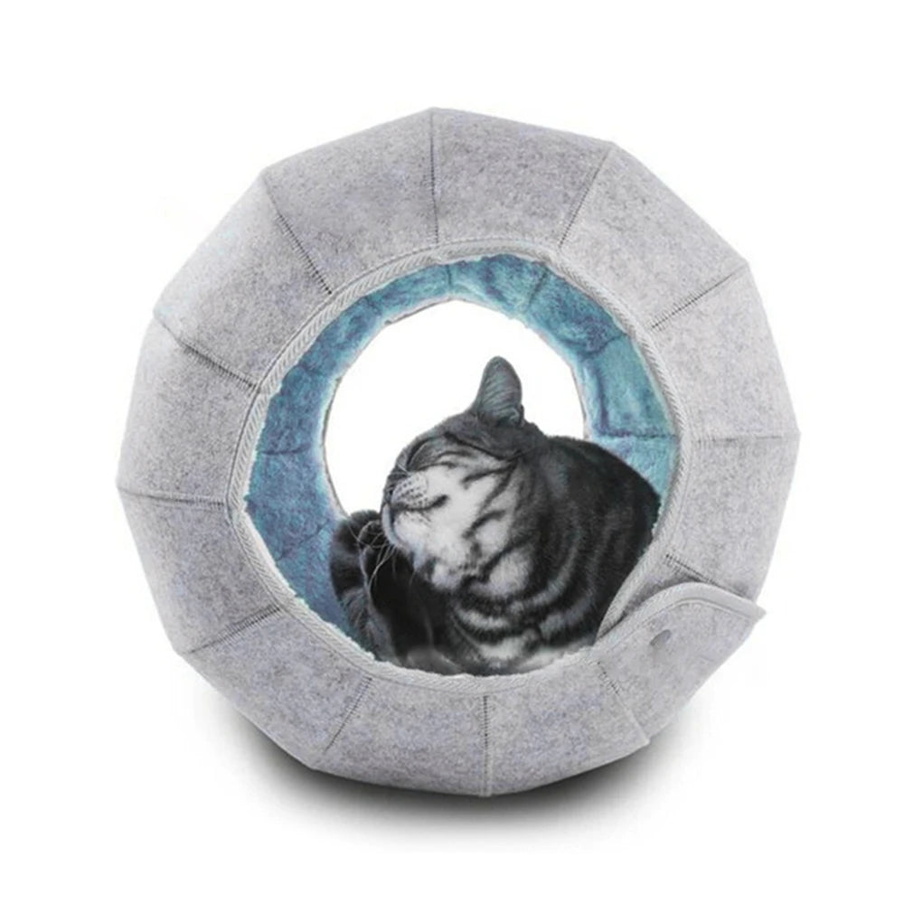 1pcs Pet Spherical Foldable Multiplayability Cat Toy Bed Interactive Cat Tunnel Toy Dual-Use Indoor Toy Cat House Kitten Mat