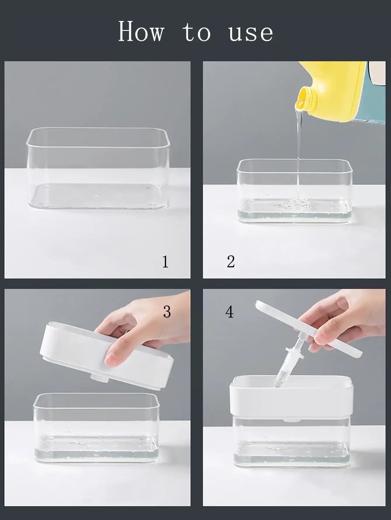 1pc, Press Type Soap Dispenser With A Sponge, Press Soap Box, Kitchen Dishwashing Detergent Liquid Dispenser