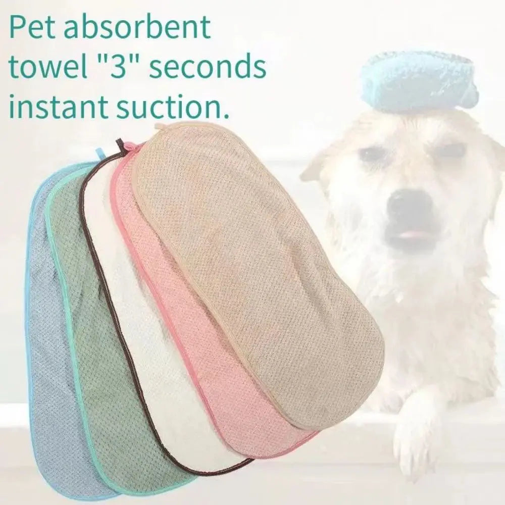 1pc Pet Super Absorbent Towel, Cat and Dog Quick Drying Towel, Pocket Style Scrubbing Gloves, Pet Bath Towel