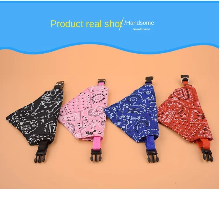 1pc Pink Color Random Pattern Pet Bandana With Adjustable Triangle Shape & Buckle Pet Dog Neck Scarf Puppy Cat Dog Collar Bibs