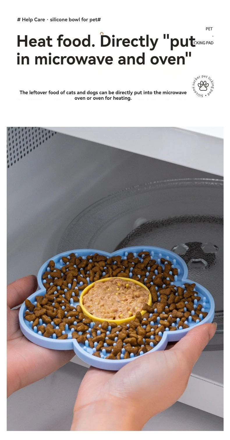 Pet Supplies Cat Licking Pad Pentagram Sun Flower Shape Silicone Dog Licking Plate Cute Pet slow licking mat dog bowl cat bowl
