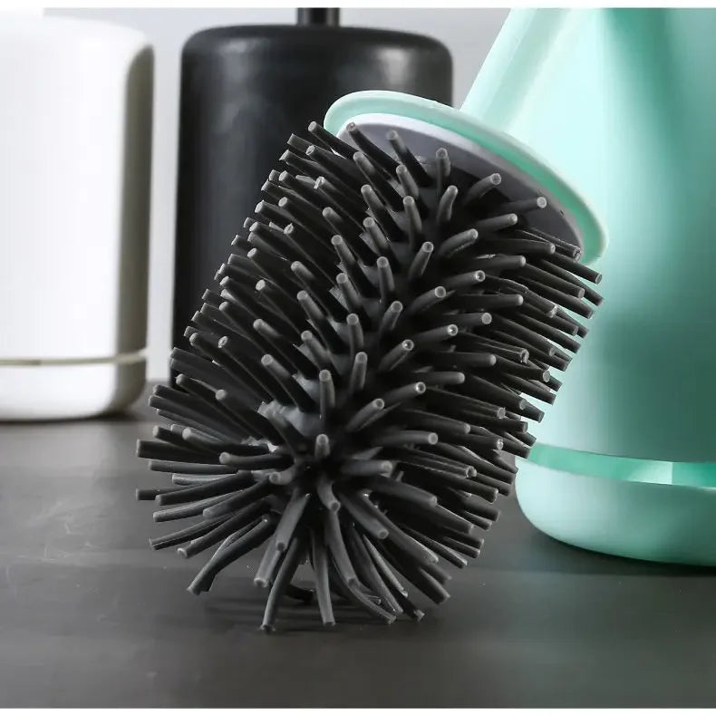 Hanging Silicone Toilet Brush Cleaner with Long Handle Flexible Cleaner Bathroom Brush Quick Drying Holder Bathroom Accessories
