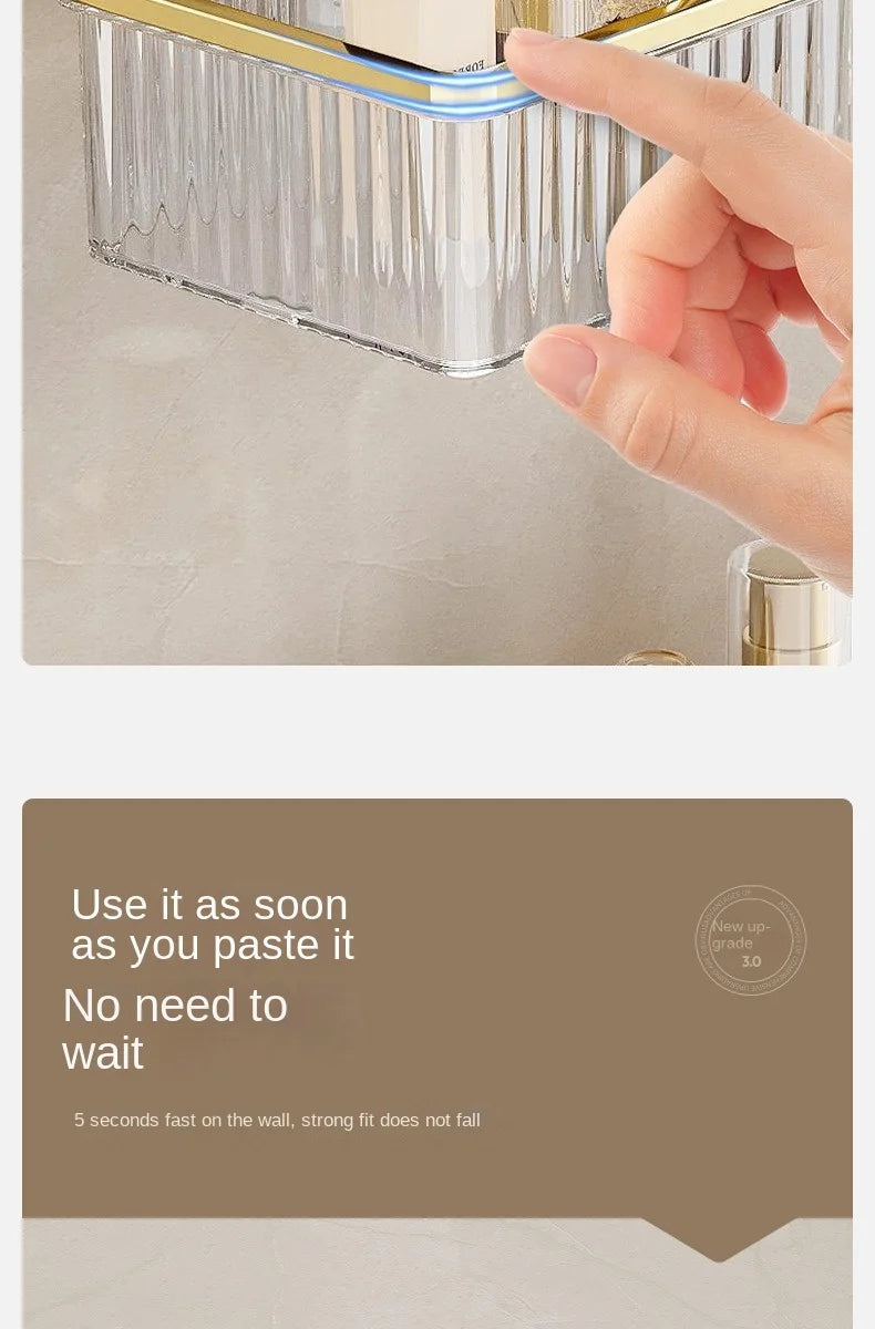 Household Bathroom Shelves Without Drilling Makeup Organizer Acryl Corner Shelf Items Bathroom Storage Rack Shampoo Holder