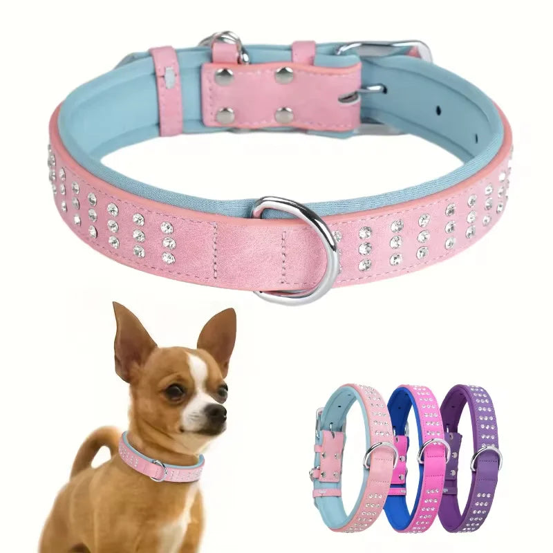 S-L Bling Rhinestone Puppy Dog Collars Personalized Small Dogs Chihuahua Collar for Small Dogs Cats Necklace Pet Accessories