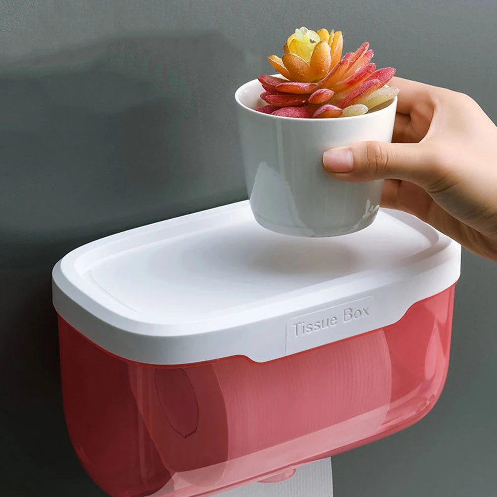 Waterproof Wall Mount Toilet Paper Holder Shelf Toilet Roll Paper Tube Storage Rack Storage Box Tray Rack Bathroom Supplies