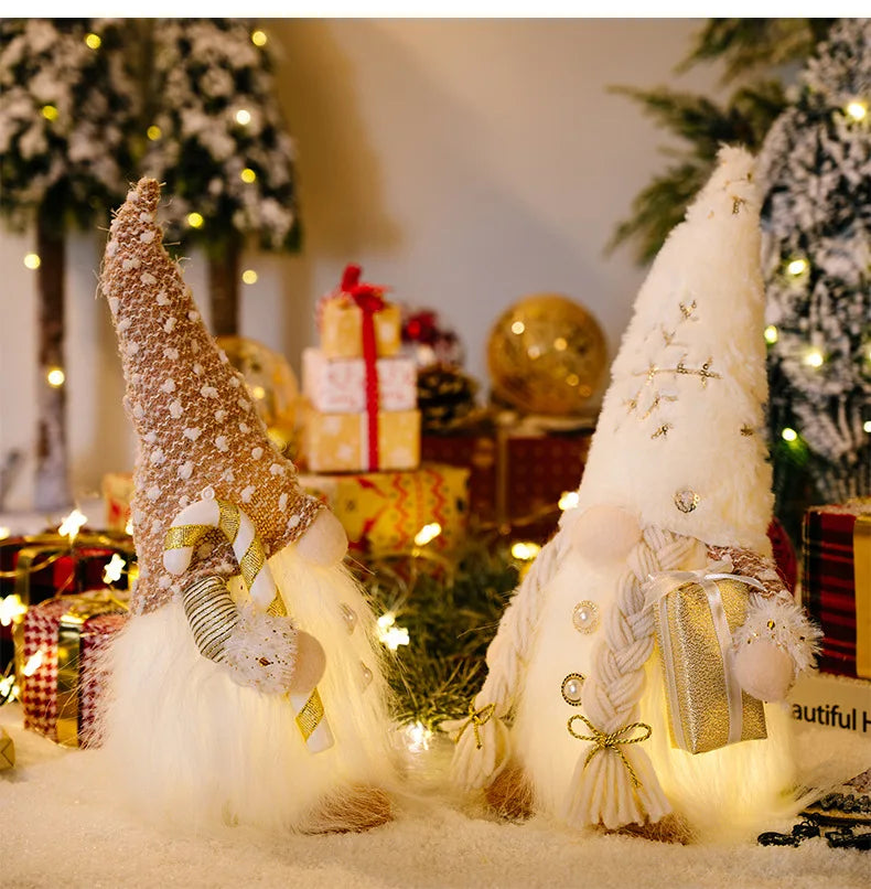 Glowing Gnome Christmas Faceless Doll 30cm Tree Decorations 2024 Night Light Xmas Gift Navidad 2023 New Year Home Decor