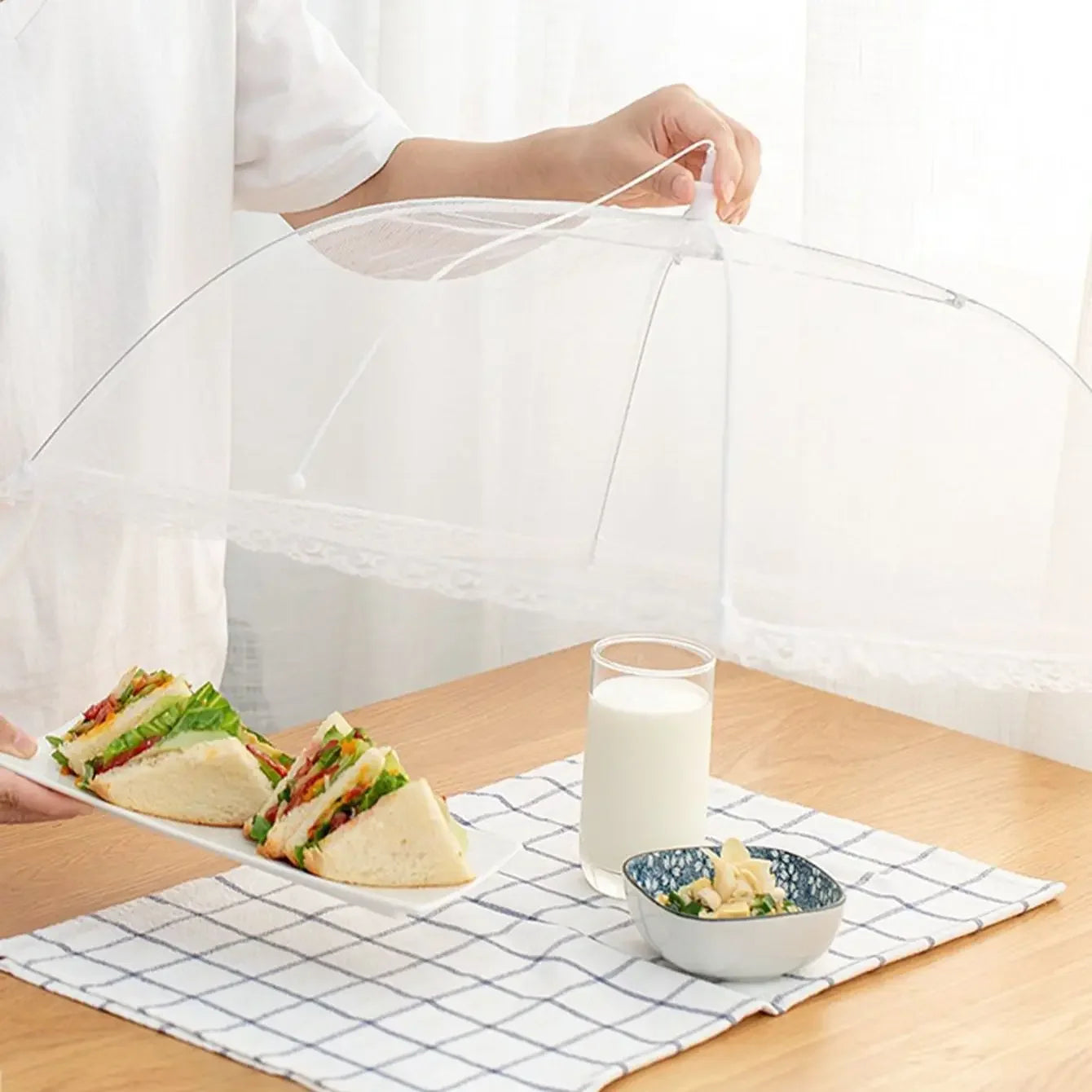 1PC-Food Covers Mesh Foldable Kitchen Anti Fly Mosquito Tent Dome Net Umbrella Picnic Protect Dish Cover Kitchen Accessories
