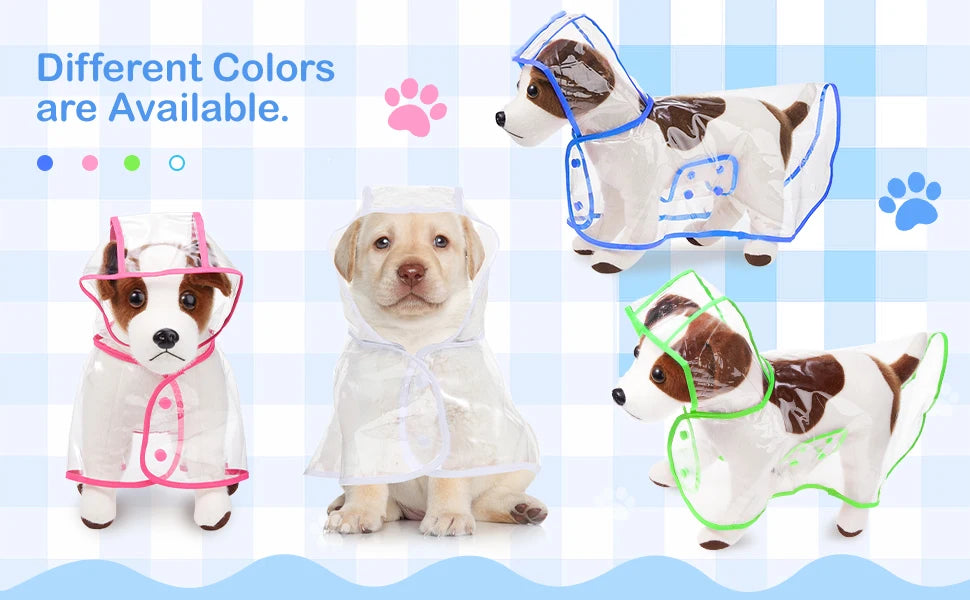 Dog Raincoat Pet Dog Puppy Transparent Rainwear Raincoat Hooded Waterproof Clearjacket Plastic Puppy Rain Poncho Outdoor