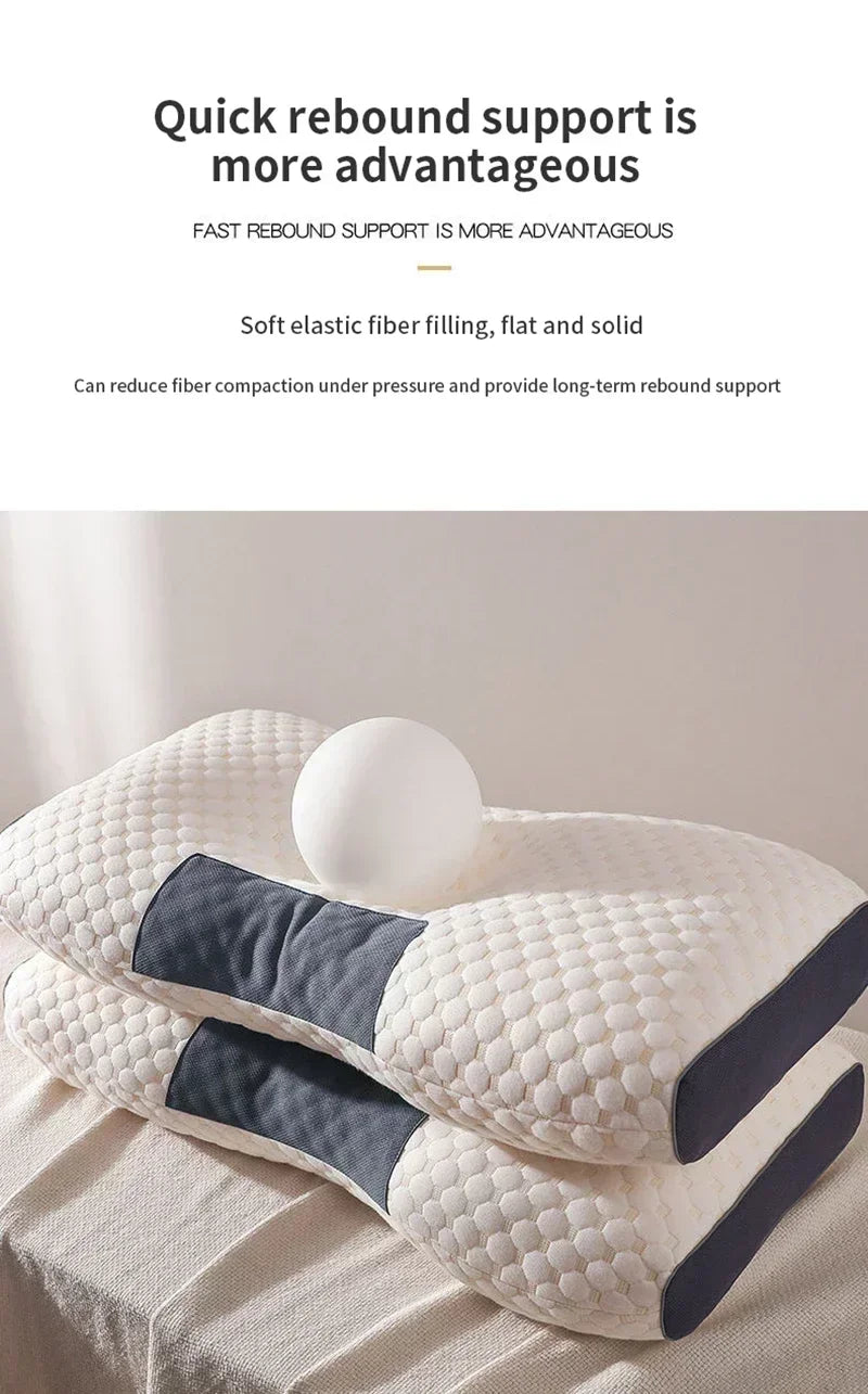 The concave convex design of the human body helps massage the neck, and the fiber massage pillow helps with sleep
