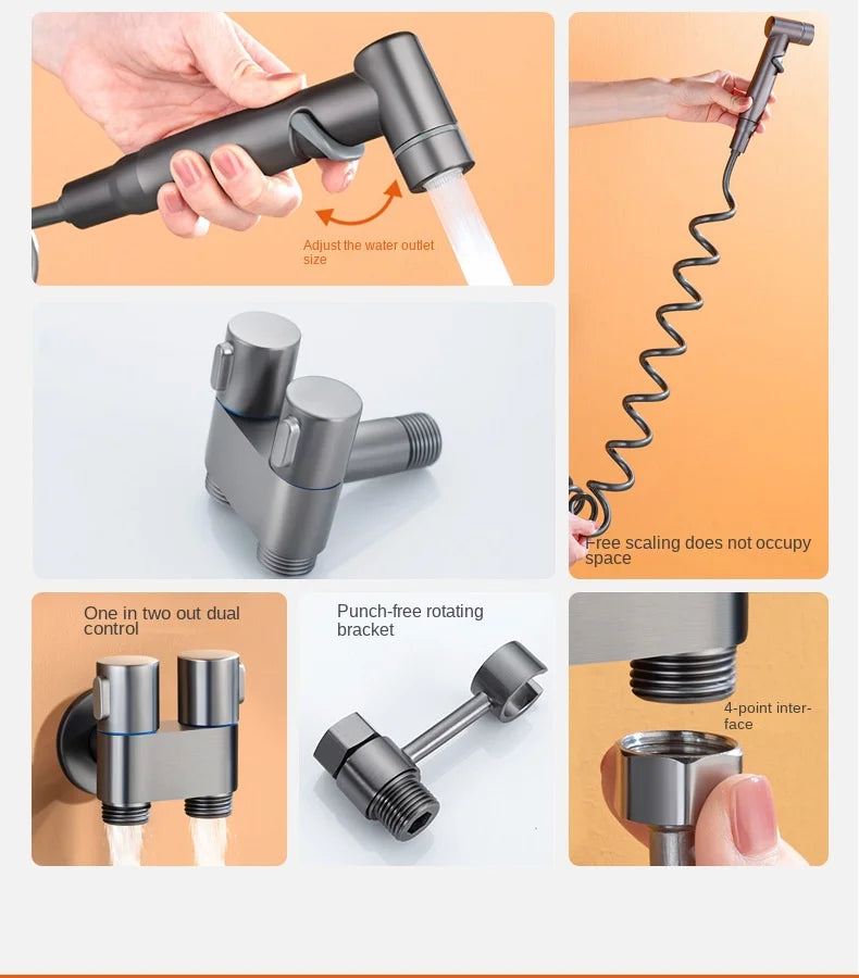 Double Outlet angle valve wall-mounted double outlet bidet toilet accessories Hygienic shower toilet bidet sprayer shower head