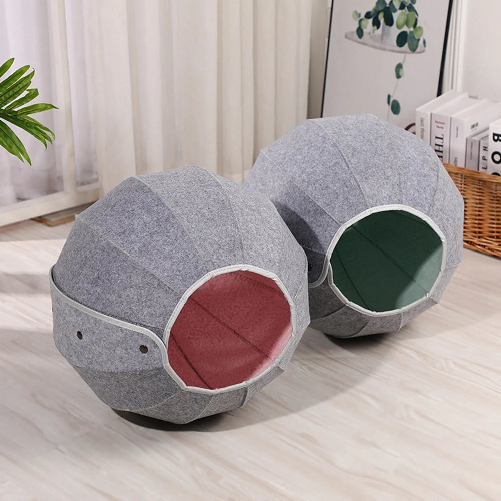 1pcs Pet Spherical Foldable Multiplayability Cat Toy Bed Interactive Cat Tunnel Toy Dual-Use Indoor Toy Cat House Kitten Mat