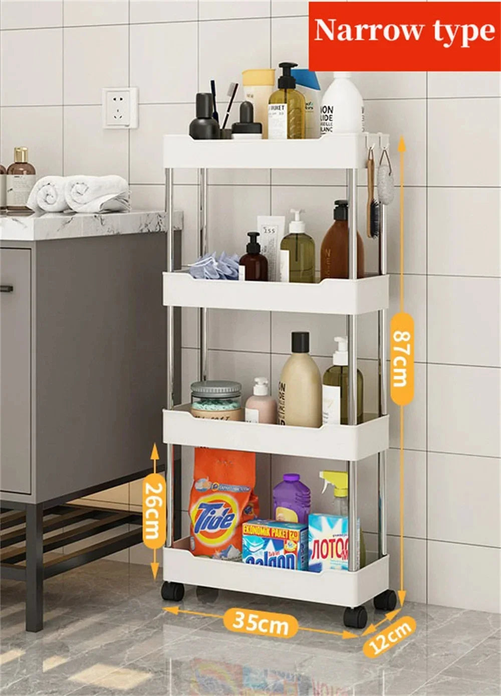 3/4 Tier Rolling Storage Cart