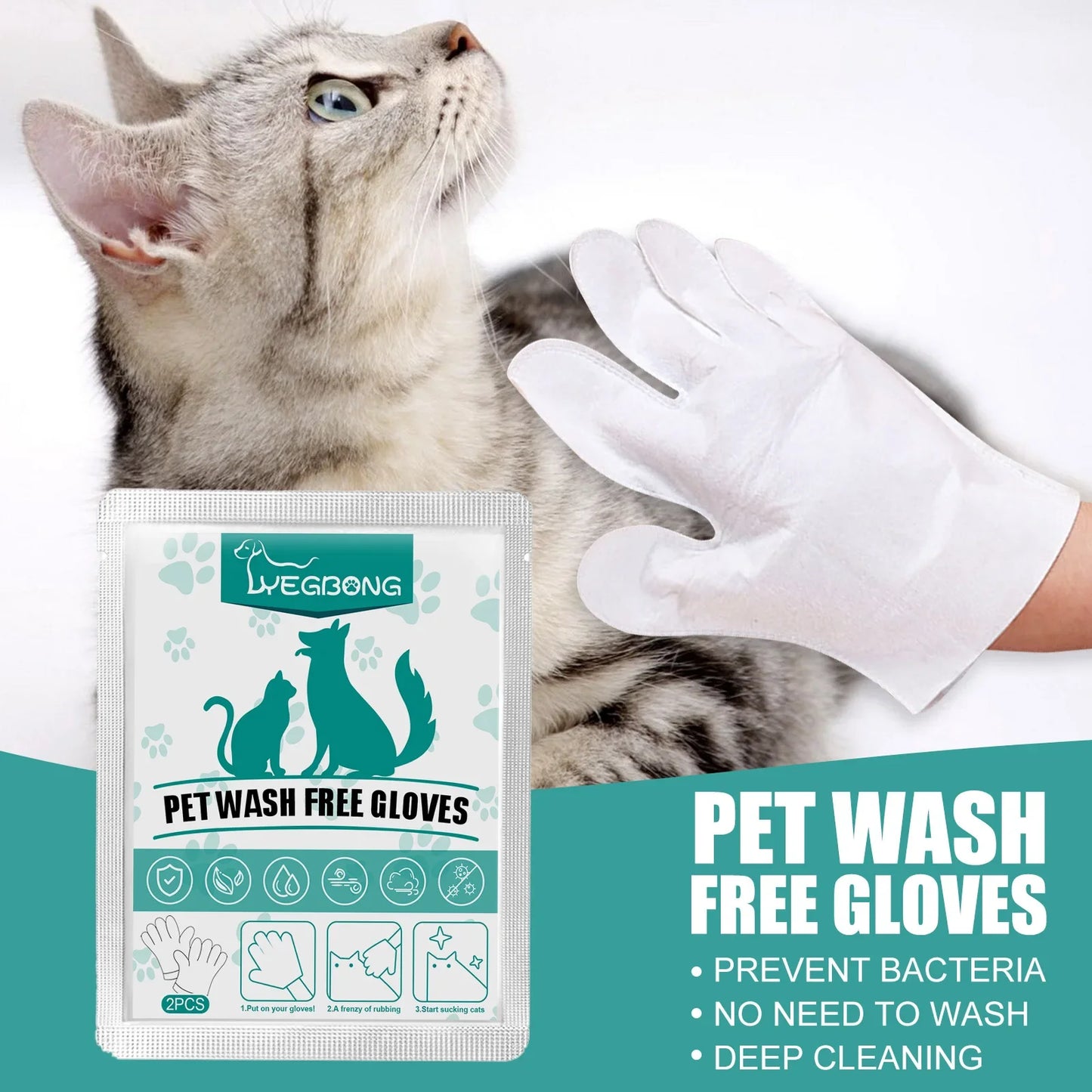 Pet leave-in cleaning gloves Dog bath deodorant deodorant Cat Clean dry cleaning gloves