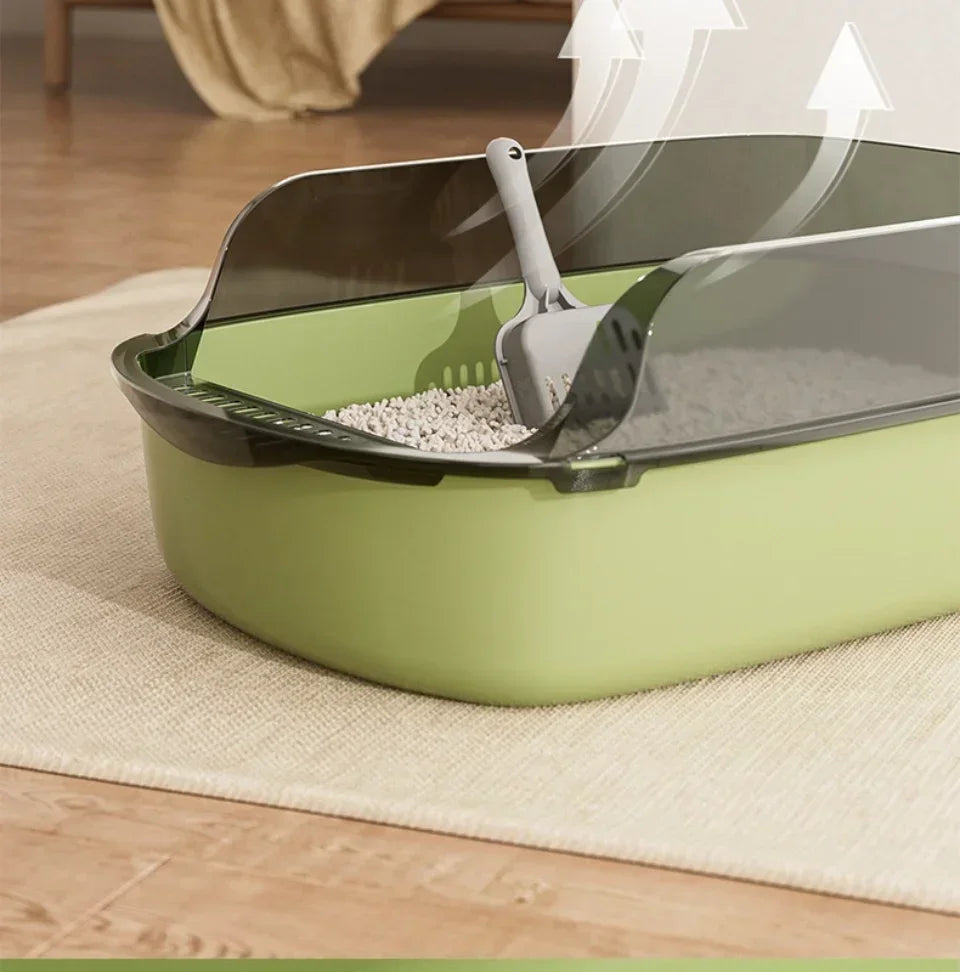 Cat Litter Box Thickening Cat Sandbox High Side Semi-enclosed Splashproof Cats Tray Toilet Cleaning Basin Supplies with Scoop