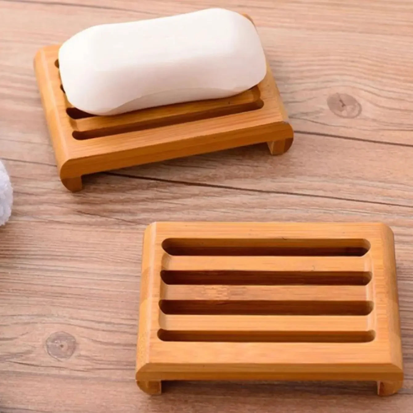 1pc Household Soap Holder, Wooden Creative Drain Soap Holder, Soap Tray, Bamboo Wood Soap Box, Household Hotel Toilet Soap 